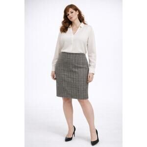 Liz Claiborne Metallic Tweed Pencil Skirt Size 16 Lined Back Vent